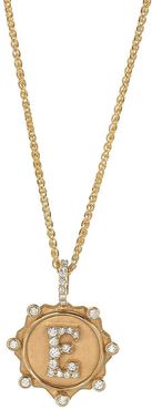 Pave Diamond E Initial Coin Necklace