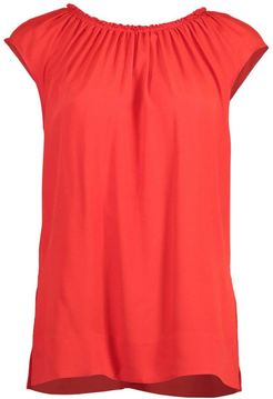 Hot Red Ruched Sleeveless Top