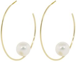 Small Floating Pearl Hoop Earrings