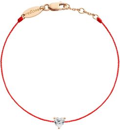 Bien Aime Heart Diamond Red Cord Bracelet