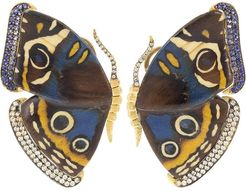 Blue and Yellow Marquetry Butterfly Earrings