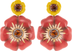Sculptural Botanical Marquetry Flower Earrings