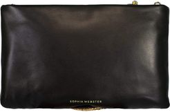 Butterfly Flossy Crystal Clutch - Black & Pearl