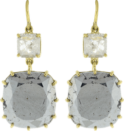 Rough Diamond and Silver Calcite Drop Earrings