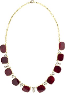 Ruby Slice And Old Euro Cut Diamond Necklace