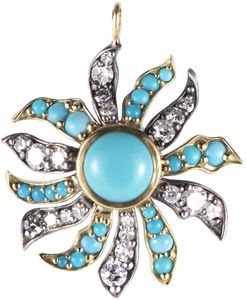 Turquoise and Diamond Flora Pendant