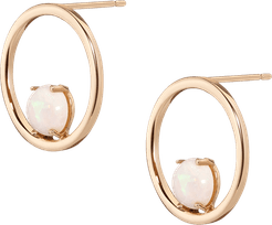 Simple Opal Hoop Earrings - Yellow - 18K - One Size