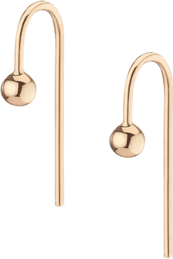 Short Gold Ball Hook Earrings - Yellow - 18K - One Size