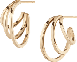 Deco Triple Gold Hoop Earrings - Yellow - 18K - One Size