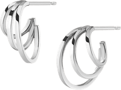 Mini Deco Triple Hoop Earrings - White - 18K - One Size