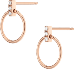 Circle Earrings with Diamond Bar - Rose - 18K - One Size