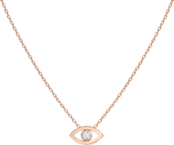 Diamond Bezel Evil Eye Necklace - Rose - 18K - One Size