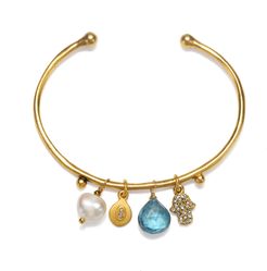 Hamsa Charm Cuff Bracelet