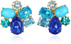 Shades Of Blue Jeweled Cluster Earrings
