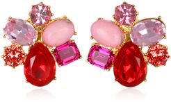 Shades Of Pink Jeweled Cluster Earrings