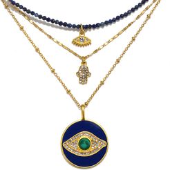 Evil Eye Semi-precious 3-layer Talisman Necklace