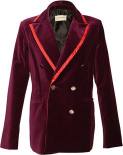 Violet Velvet Double Breasted Woven Jacket