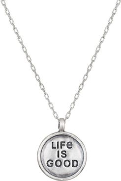 Life Is Good Silver Coin Necklace