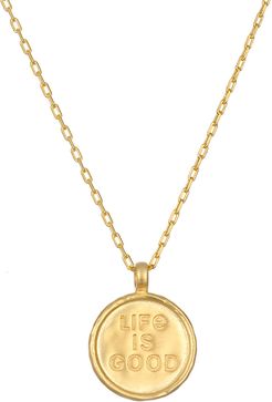 Life Is Good Gold Coin Necklace