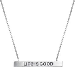 Life Is Good Silver Bar Necklace