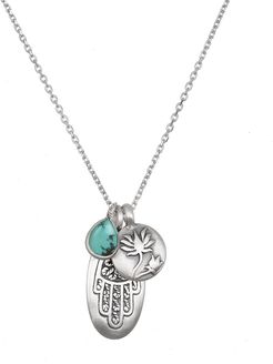 Silver Turquoise Hamsa Charm Necklace - Lending Hand