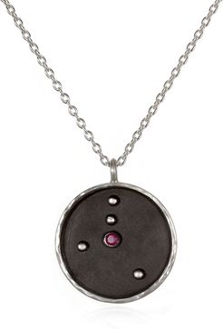 Silver Zodiac Cancer Ruby Necklace