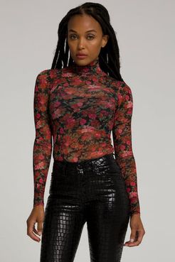 Moody Floral Mesh Body Moody Floral001 Bodysuit, Plus Size 6