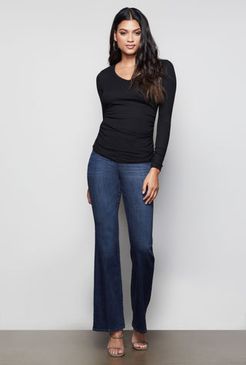 Shirred Rib Long Sleeve Black001, Plus Size 5