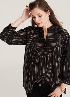 HATCH Maternity The Cecily Blouse, black Dot Stripe, Size 0