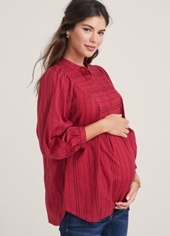 HATCH Maternity The Cecily Blouse, Red/Plum Stripe, Size 0