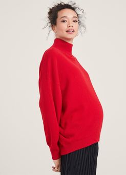 HATCH Maternity The Estella Cashmere Turtleneck, Red, Size 0