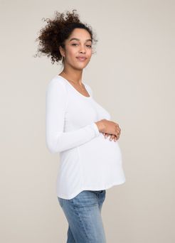 HATCH Maternity The Longsleeve Layering Tee, white, Size XS