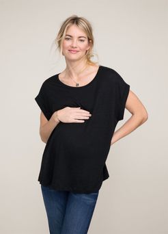HATCH Maternity The Linen Circle Tee, black, Size 0