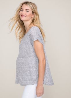 HATCH Maternity The Linen Circle Tee, Heather Grey, Size 0