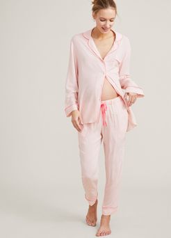 HATCH Maternity The Classic Pajama Set, Petal Pink, Size 0