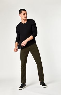 Zach Straight Leg In Dark Green Twill