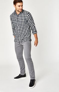 Edward Slim Straight Chino In Stone Grey Twill