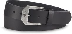 Black Leather Belt With Antiqued Silver Buckle