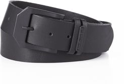 Black Leather Belt With Black Buckle