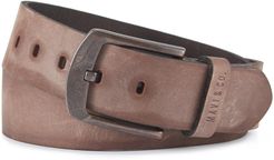 Brown Leather Belt With Copper Buckle
