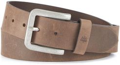 Brown Leather Belt With Silver Buckle