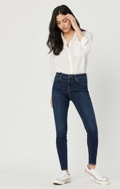 Alexa Skinny Jeans In Deep Feather Blue