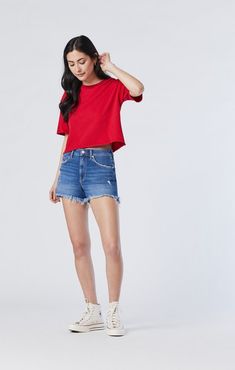 Rosie Boyfriend Short In Mid Ripped Stretch