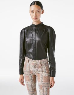 Charlie Leather Top Noir Size XXS