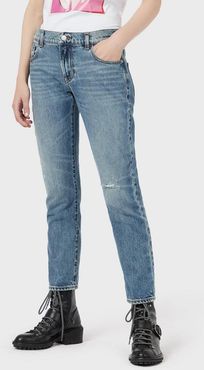 Jeans j36 straight fit in denim light vintage con rotture