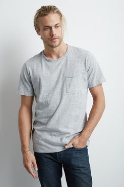 Chad Heather Grey Raw Edge Cotton Slub Pocket Tee (XL), Velvet by Graham & Spencer