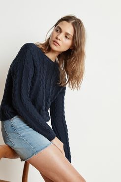 Arely Cotton Cable Knit Sweater (M), Velvet by Graham & Spencer