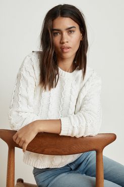 Arely Cotton Cable Knit Sweater (M), Velvet by Graham & Spencer