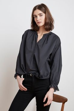 Jacoba Cotton Poplin Oversized Peasant Blouse (L), Velvet by Graham & Spencer