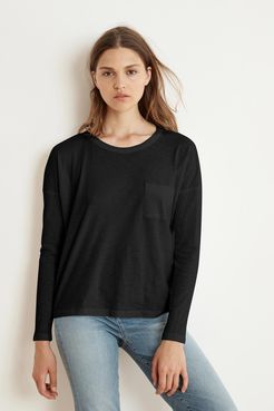 Yarrow Cotton Slub Long Sleeve Pocket Tee (L), Velvet by Graham & Spencer